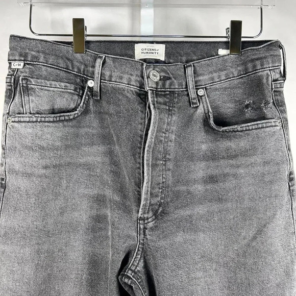 Citizens of Humanity Jolene Size 29 Jeans Denim Black Distressed High Rise - Picture 3 of 9